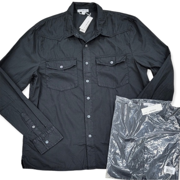NWT Standard James Perse Men's Cotton Western Button Down Shirt - Picture 6 of 15